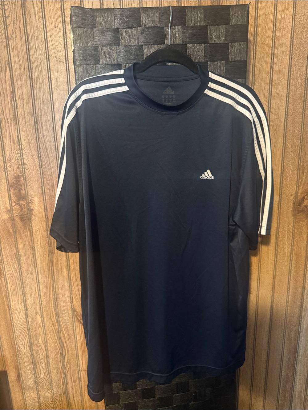 adidas Men's Navy Blue Tee with White 3-Stripes